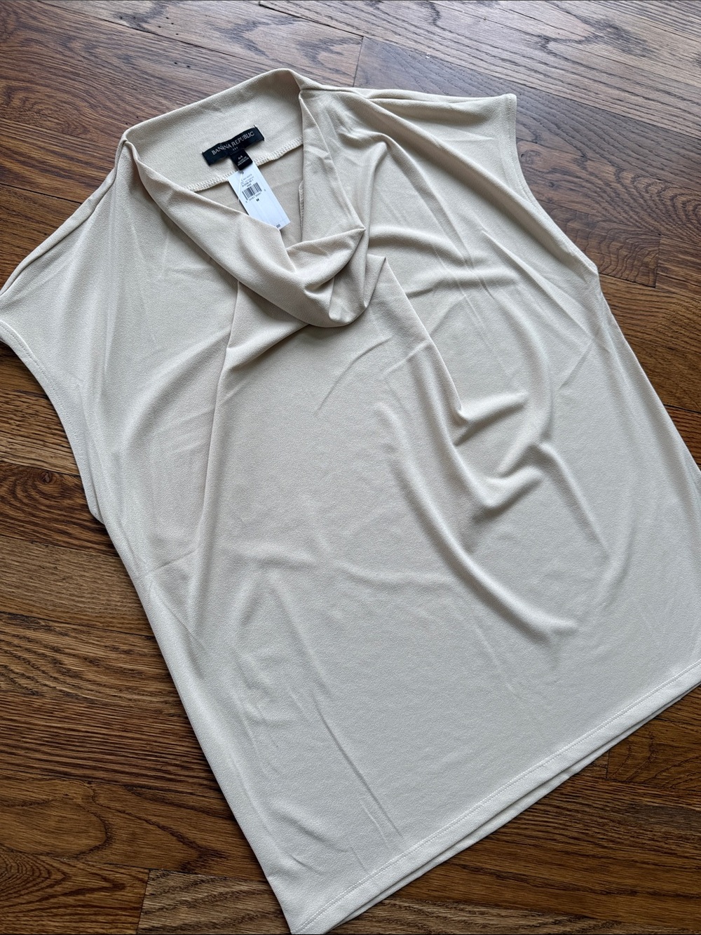 Banana Republic Beige Sleeveless Cowl Neck Blouse
